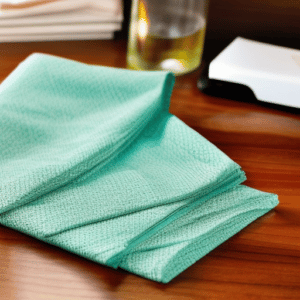 Microfibre cloth used to clean a desk
